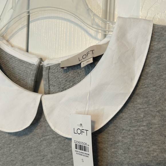 Loft Collared Sweatshirt Gray 100% Cotton NWT Size Small Terry - Picture 5 of 11
